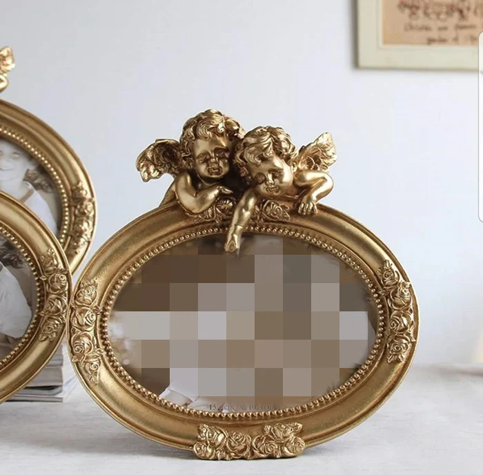 6 inch Golden oval Ретро фоторамки золотистого цвета, семейные свадебные фоторамки для пар, Фоторамки из смолы, стеклянные рамки для домашнего декора, овальные прямоугольные - Цвет: 6 inch Golden oval