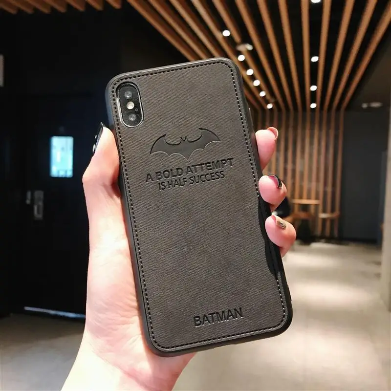 Мягкий тканевый художественный кожаный чехол летучая мышь для iphone 11 Pro XS MAX XR X 6 6s 7 8 Plus силиконовый+ кожаный чехол с узором чехол s capa