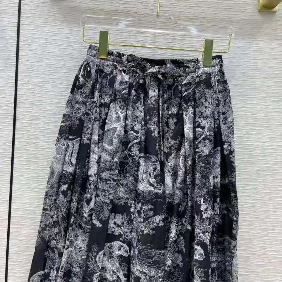 

Big-name summer cotton 3D printing high-waist ladies pleated skirt 2021New ladies fashion elastic waist all-match fluffy skirt