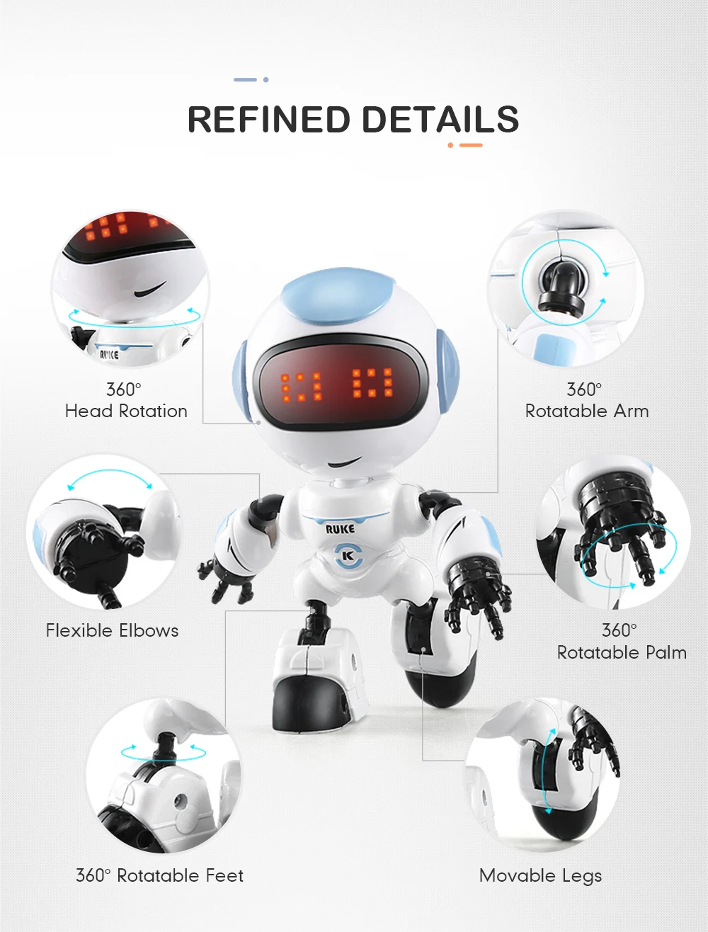 JJRC R9 Luby Mini Smart Rc Robot Touch Sensitive Voiced Intelligent Gesture Control Mood Effect Alloy Early Education Toy | Игрушки и