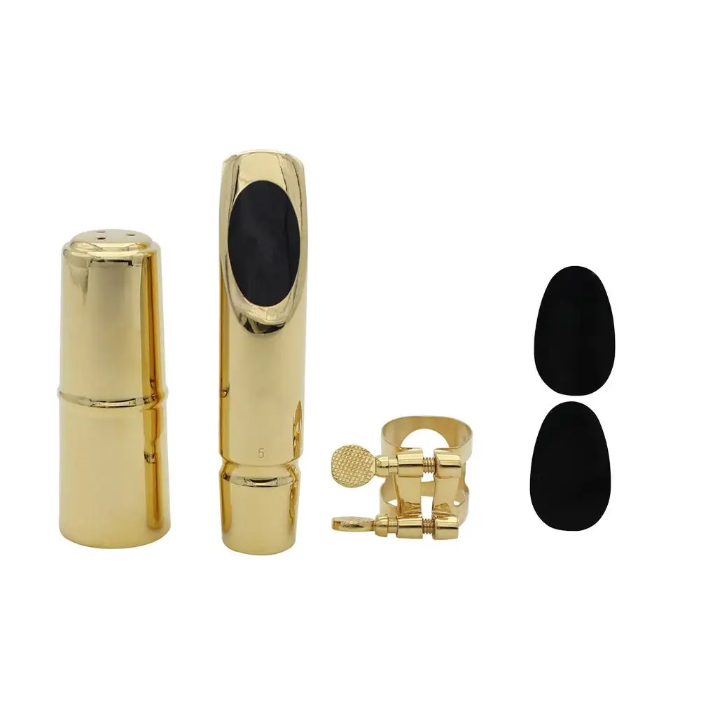 

Flute Head Set for Alto Saxophone E-flat Hand-polished Professional Metal Blowing Mouthpieces with Flute Head Cover Dental Pad