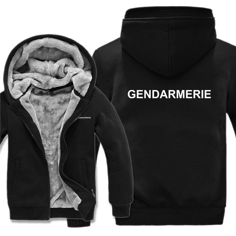 

Winter Warm Hip Hop France Police GENDARMERIE Hoodies Casual Sweatshirts Men Jacket Hoodie Streetwear Outwear Hoody Thick Coat