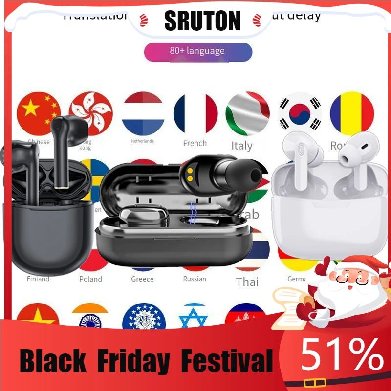 

Smart TWS Translation Headphones 80 Languages Instant Translate Smart Voice Translator Wireless Bluetooth Translator Earphone