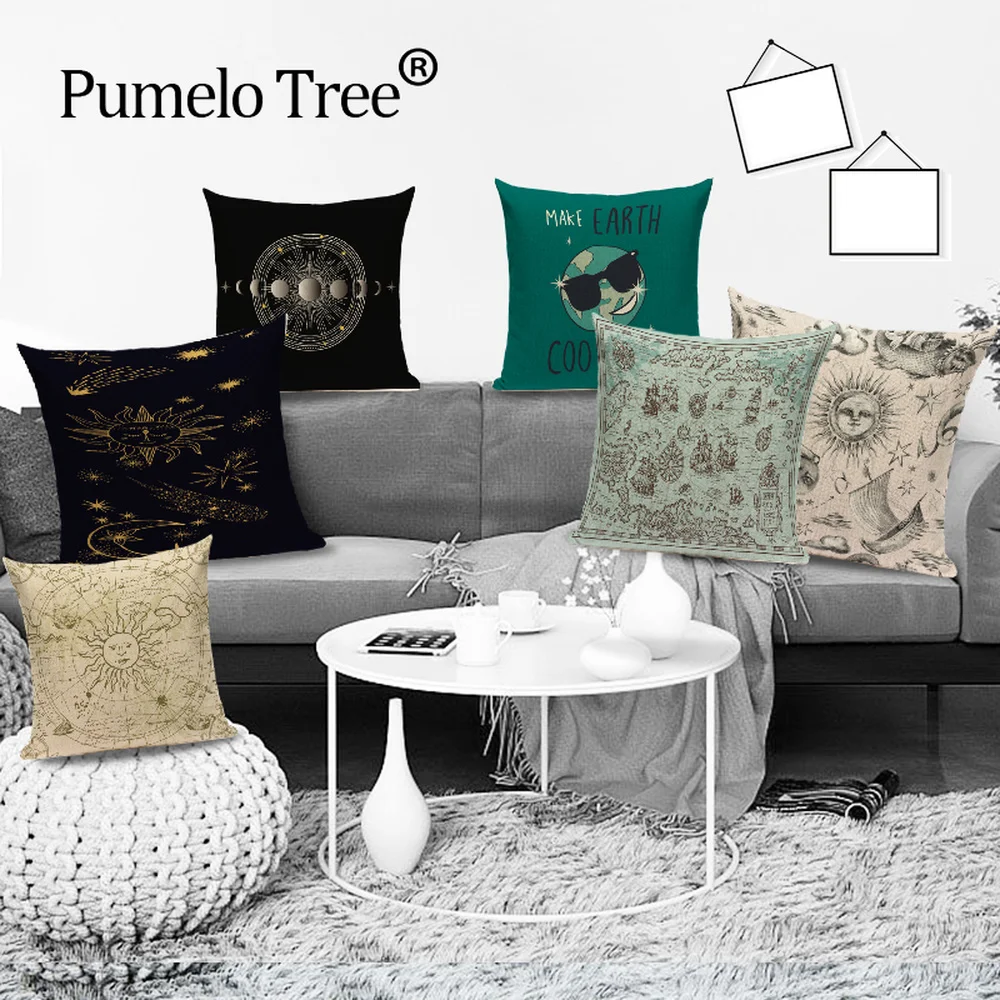 Декоративные подушки Sun Moon чехол Мандала Цветы геометрические Чехол молочный