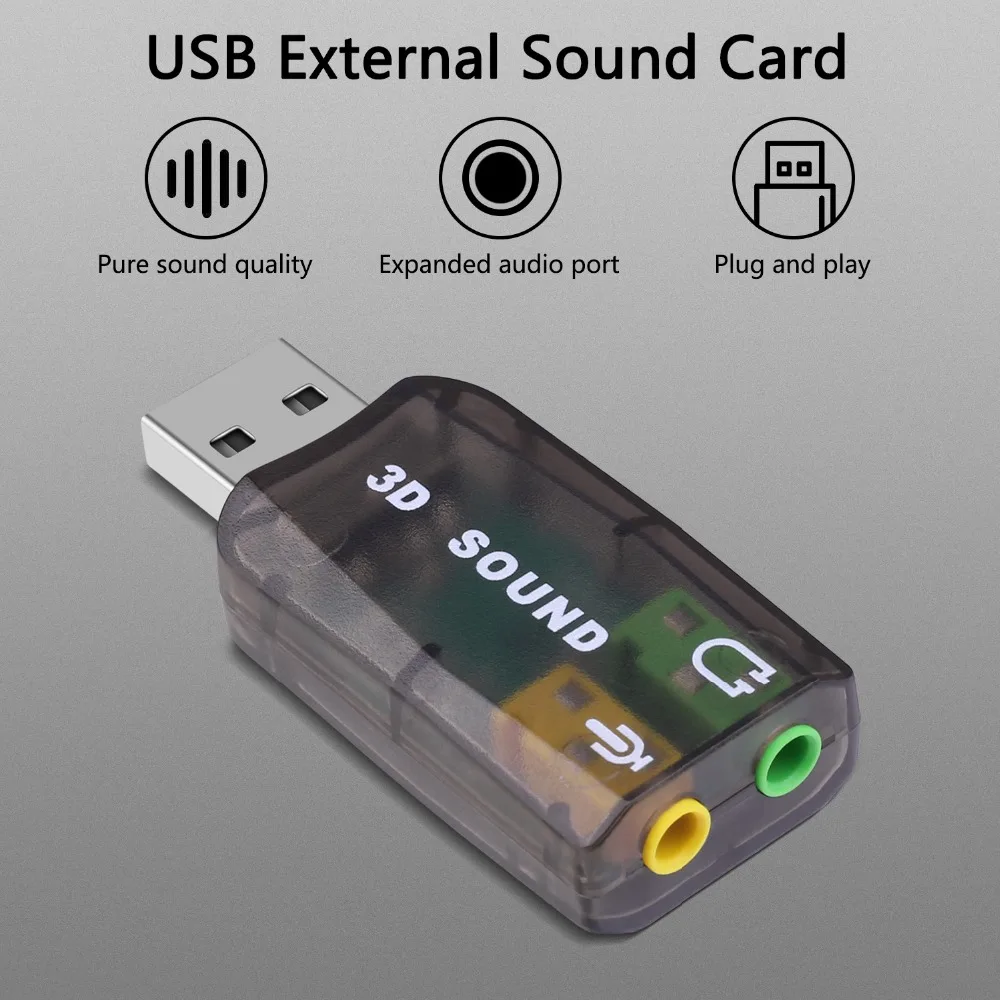 GOOJODOQ Внешняя USB Звуковая карта адаптер аудио 5,1 Виртуальная 3D USB до 3,5 мм микрофон динамик Интерфейс для наушников для портативных ПК
