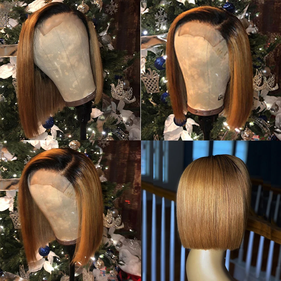 13x4 Короткие парики Синтетические волосы на кружеве из натуральных волос Remy