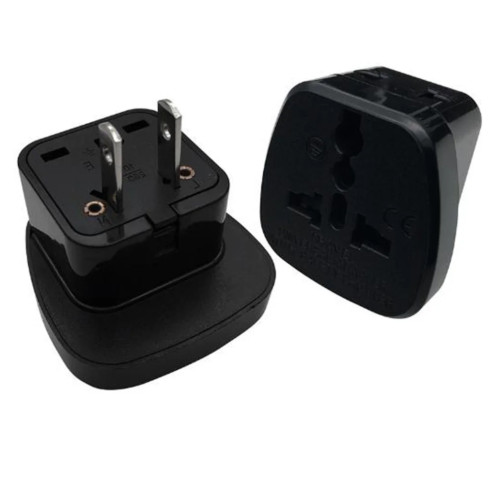 

Black white 10A 250V US 2 Pin electric plug with safety door 1-turn-2 travel adaptor plug socket converter for USA Japan Canada