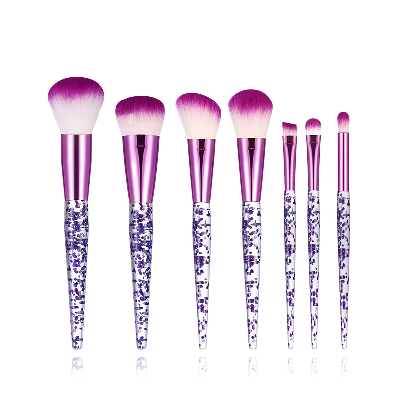 Purple 7 шт., новая Кисть для макияжа, макияж, основа для бровей, подводка для глаз, румяна, косметический консилер, мягкие красивые кисти Qicksand Bling - Handle Color: Purple