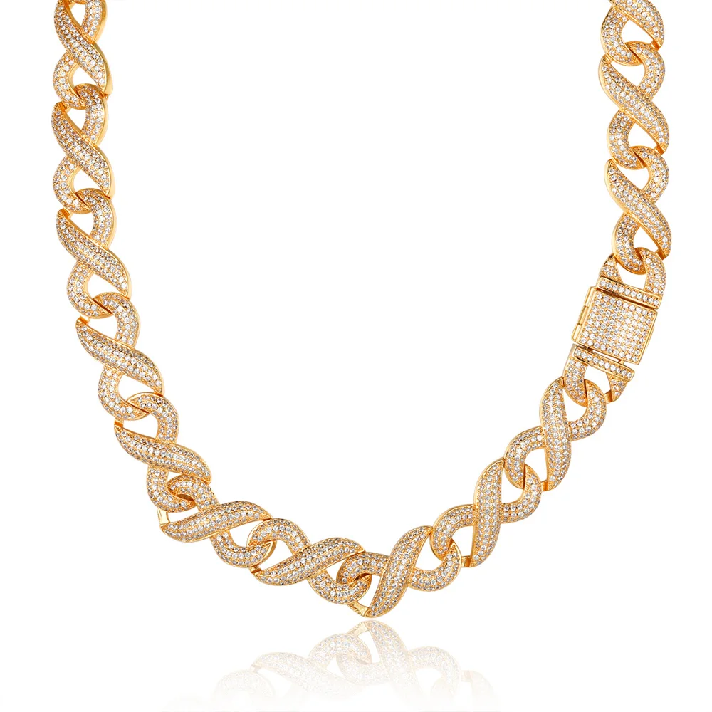 

Luxury Zircon CZ Hip Hop Miami Cuban Link Chain 14mm Infinity Bracelet Men Necklace Dropshipping Iced Out Party Jewelry