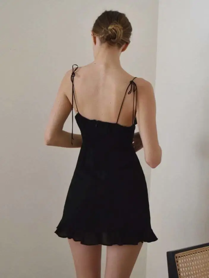 

2021 Summer Sexy Mini V Neck Spaghetti Strap Dress Women Black Green Casual Vintage Elegant Bodycon Beach Party Dress Boho Robe