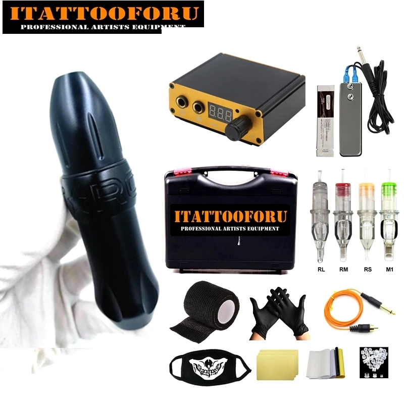Профессиональный набор для татуировок вращающаяся машинка с ЖК-дисплеем полный
