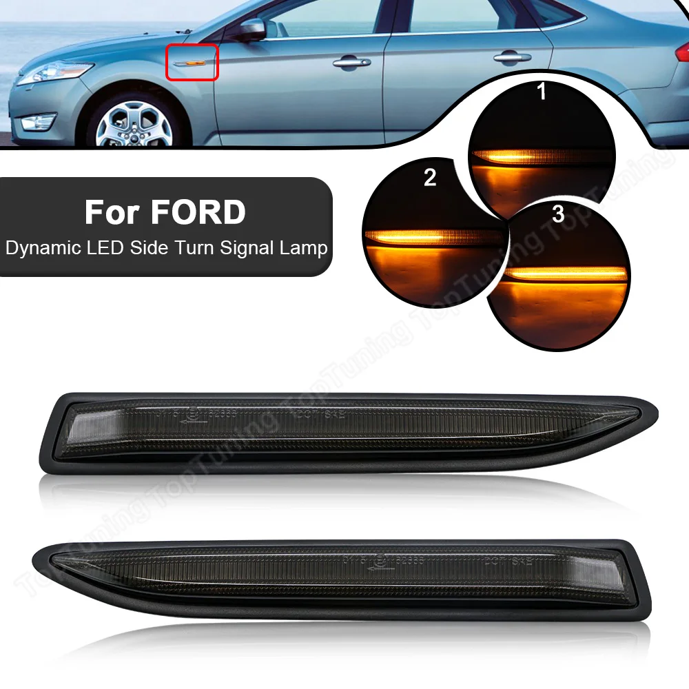 

2PCS LED Dynamic Side Marker Lights Arrow Turn Signal Blinker Lamps For Ford Mondeo Mk4 BA7 03.2007-01.2015