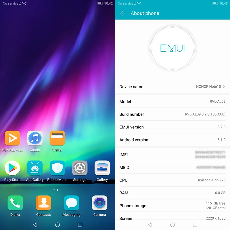 Honor Note 10 смартфон 6 ГБ 128 Kirin 970 Восьмиядерный 95 ''экран 5000 мАч 24мп задняя камера