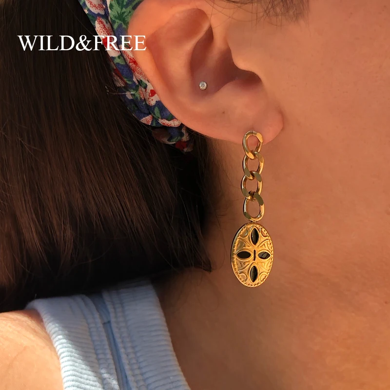 Женские длинные серьги-подвески винтажные из нержавеющей стали | Украшения и