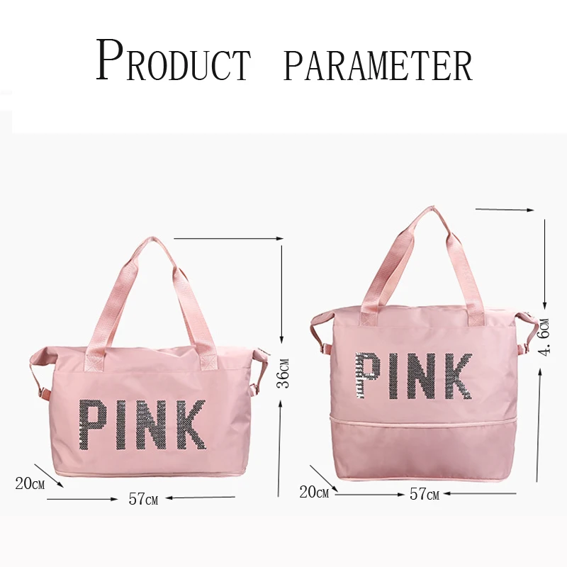 2021 New Travel bag PINK Fitness Training Backpack high capacity Sports Women's bag Dry Wet Separation Shoes Bags