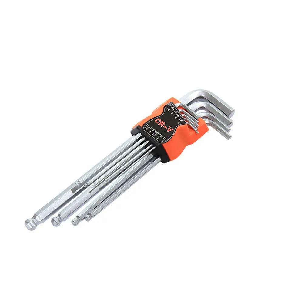 

9pcs Multifunction Hexagon Allen Key Wrench Matte Chrome flat head Ball End Spanner Screwdriver Set Tool Kit