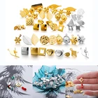 10 шт сделанных из нержавеющей стали с цветочным геометрическим узором круглые серьги-гвоздики в форме золото; Серебро; Сережки базовый разъем для изготовления ювелирных изделий DIY Аксессуары