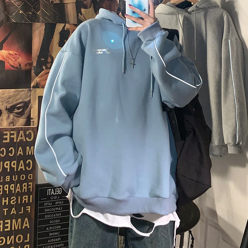 

2021 New Men's Hoodie Men's and Women's Pullovers Streetwear Fashion Hip Hop Style Loose Oversized Smiley Print Fleece
