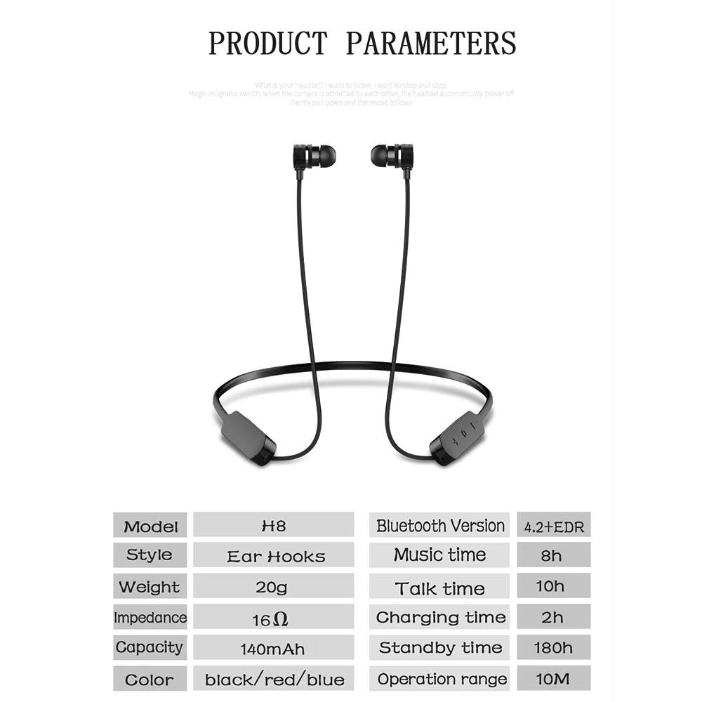 Беспроводные наушники воротник Bluetooth магнитные стерео спортивные бас с