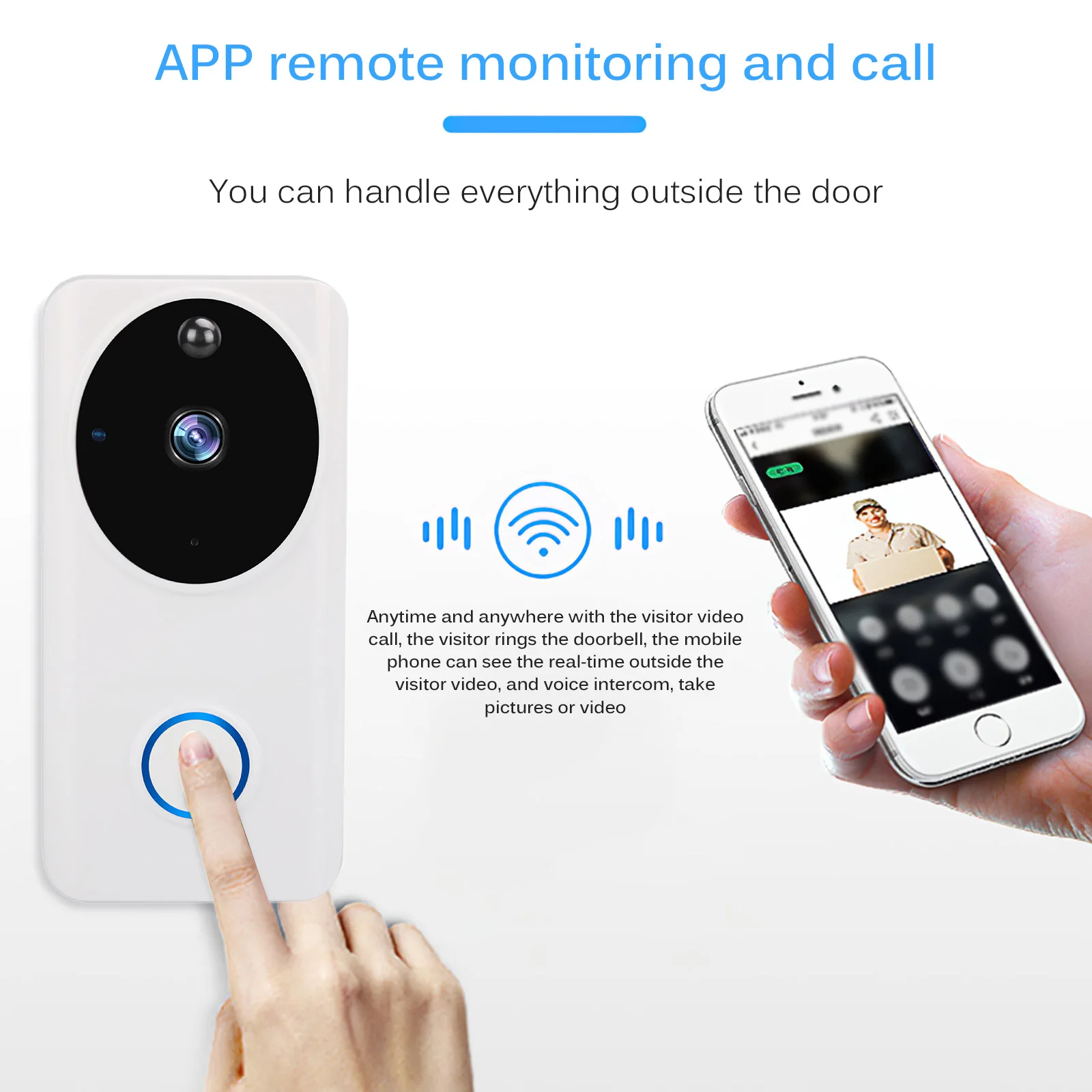 

Белый беспроводной дверной звонок со светодиодом с питанием от аккумулятора, 32 Песни, 1 пульт дистанционного управления, 1 беспроводной умны...