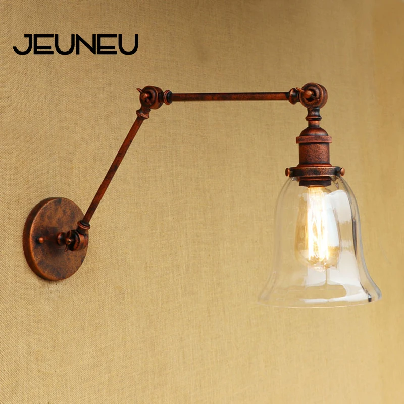 Винтажный Лофт промышленный настенный светильник светодиодный E27 220 в прозрачный