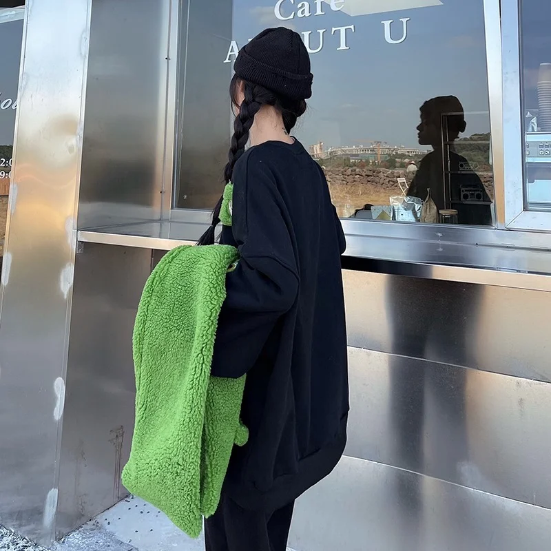 Свитшот Harajpoo женский с вышивкой лягушка плюс вельветовый зимний Корейский Instagram