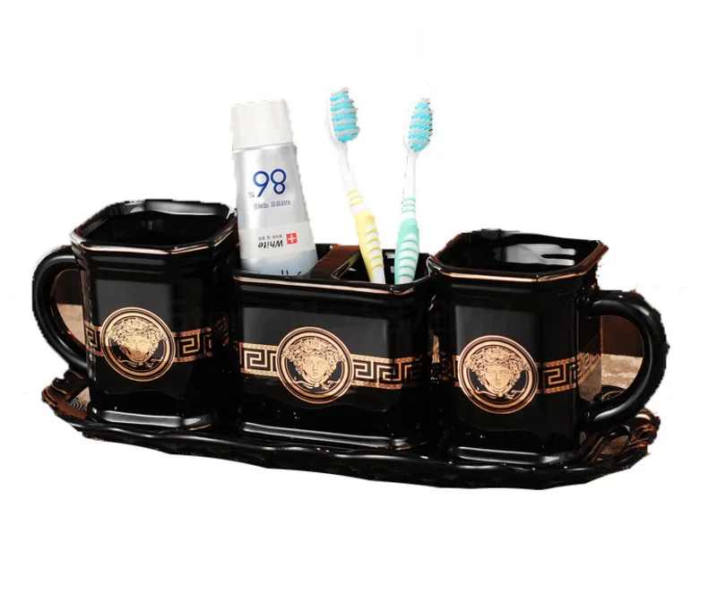 

Classic White and Black Ceramic Bathroom Accessories Set