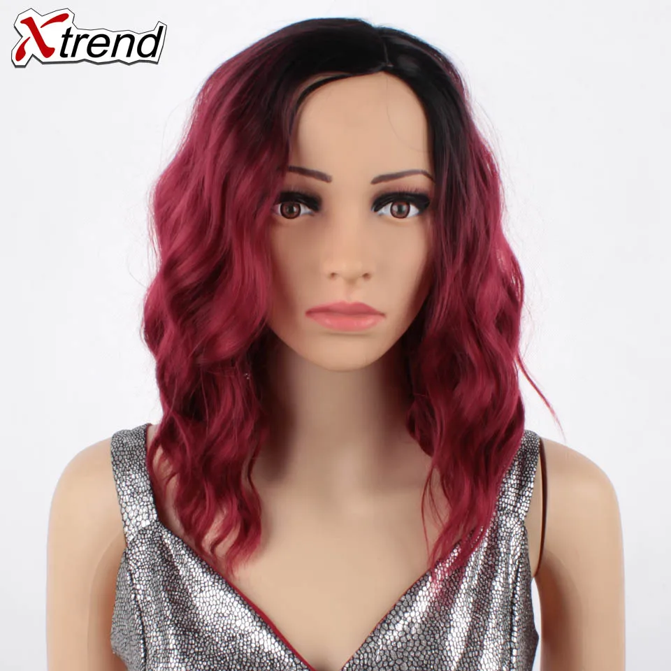 Xtrend синтетический короткий волнистый парик для женщин Серый Синий Розовый
