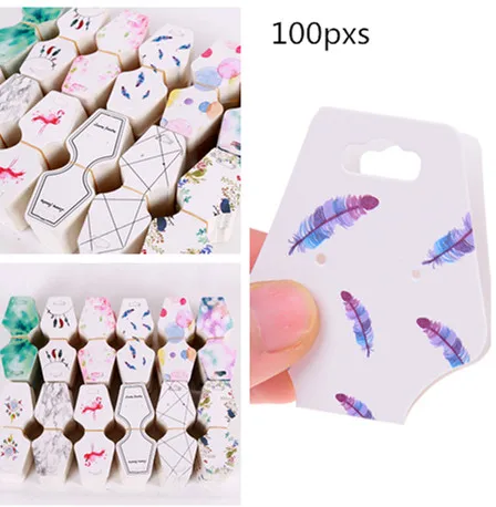 

100pcs Colorful Printing Paper Cards Jewelry Necklace Bracelet Hang Tag Jewelry Display Cards Label Tag 4.5x10.8cm