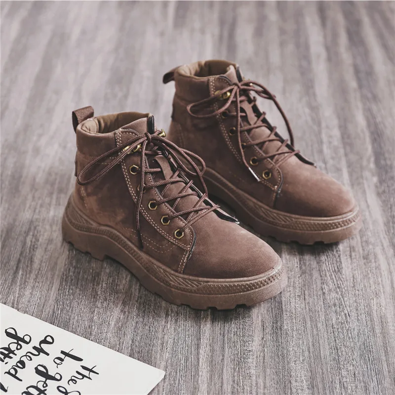 Fujin/женские ботильоны Сезон осень-зима Модная обувь с круглым носком на плоской