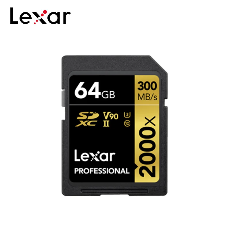 Оригинальная профессиональная SD карта Lexar 300 Φ SDHC 2000x32GB SDXC памяти U3 64 Гб 128 ГБ V90 для