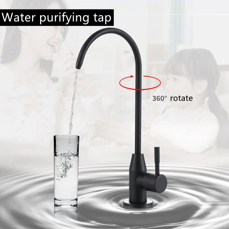 Direct drinking tap Water purifying tap International 4-point interface Kitchen  Faucet  Black  Lead-free copper