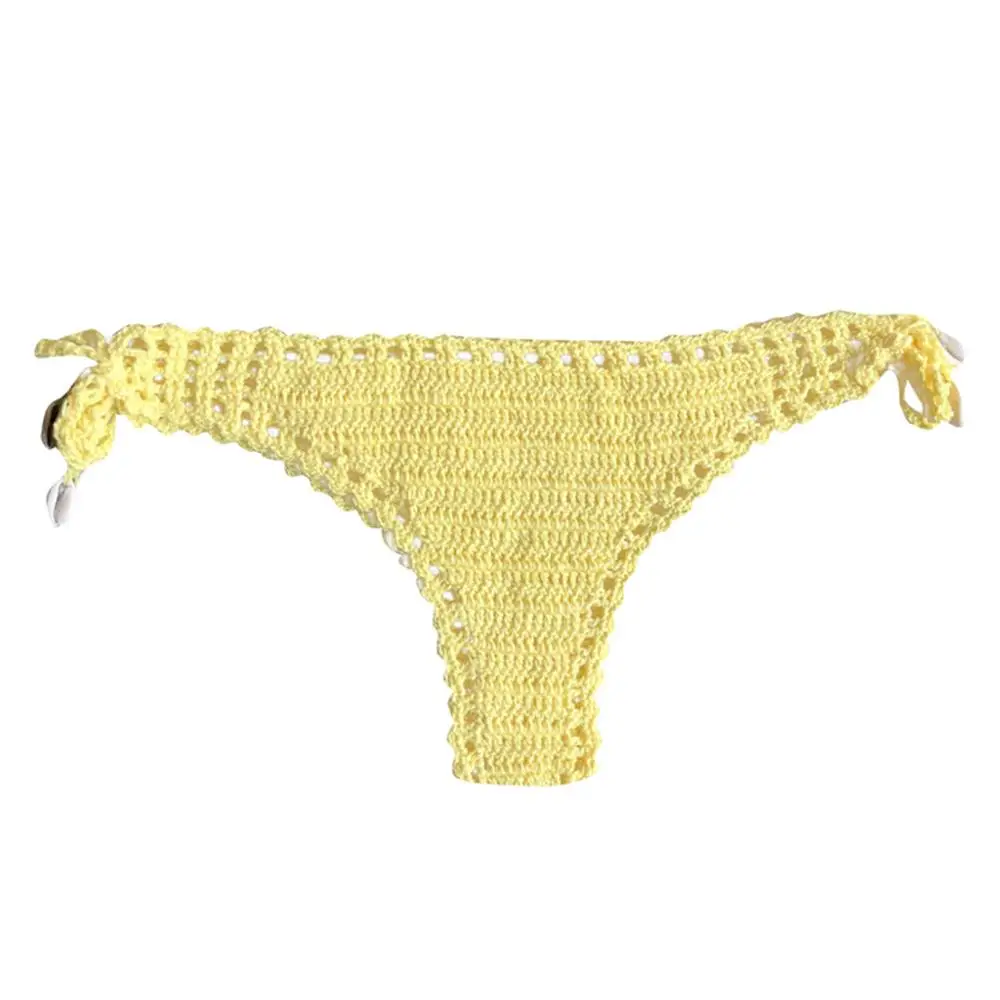 Summer Ladies Vintage Beach Crochet Panties Vacation Shell Bikini Swim Shorts Solid Low Waist Swimwear For Women 2020 Fashion | Спорт и