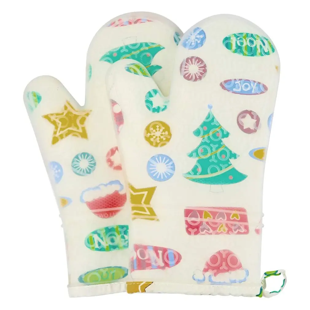 

Нескользящие силиконовые варежки для духовки с хлопковой подкладкой, кухонные перчатки для готовки, выпечки, термостойкие, водонепроницае...