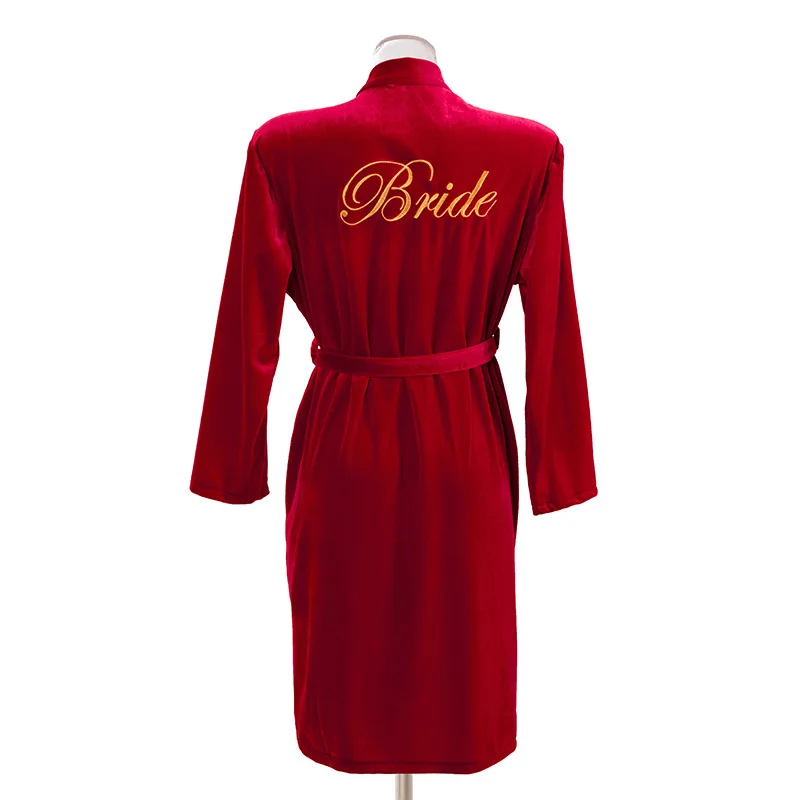 

Бархатная вышивка Свадебный халат для невесты подружки невесты домашняя одежда ночное белье кимоно платье Повседневный халат одежда для с...