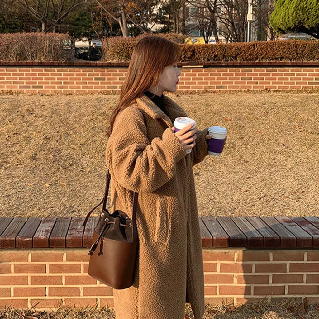 Женская шерстяная длинная куртка пальто из искусственного меха 2019 зимнее