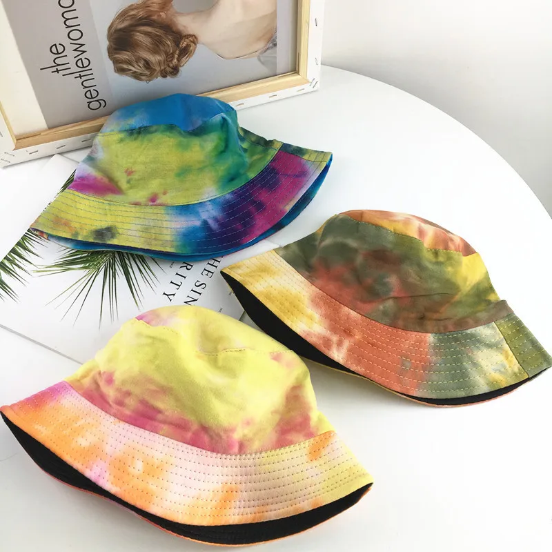 

Color Gradient Dyed Double-sided Fisherman Hat Korean Version of ins Casual Pot Hat Men's and Women's Hip-hop Sun Hat