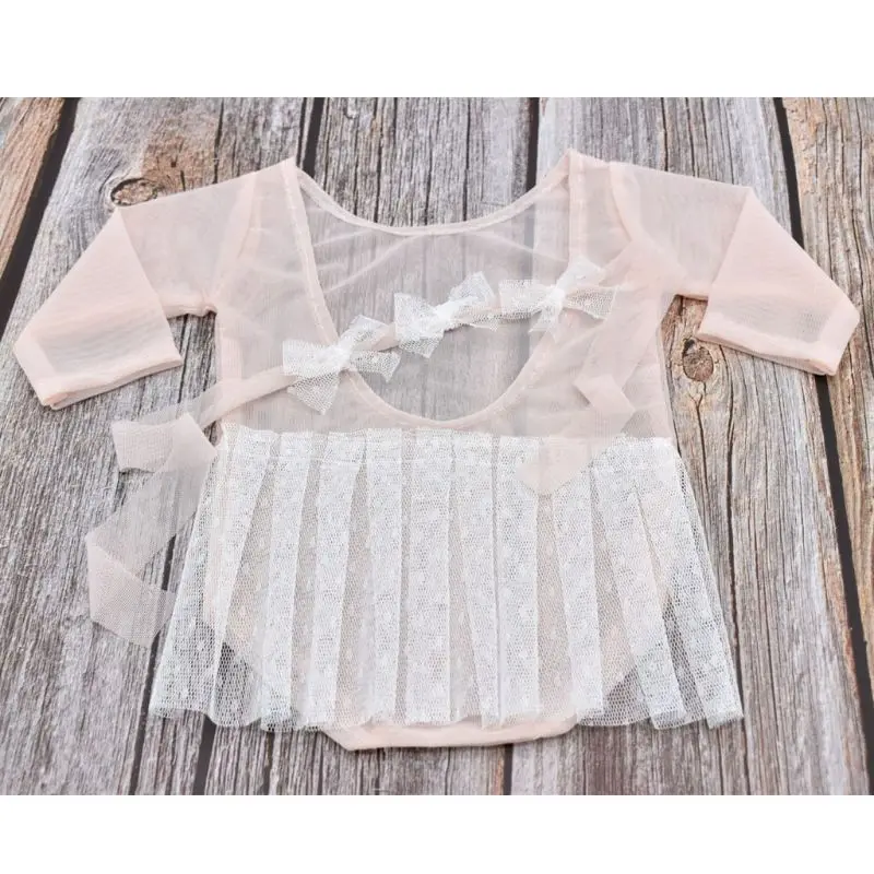 

1 Set Newborn Photography Lace Romper+Baby Headband Photo Clothing Bow Lace Baby Hair Accessories Set Photo Props