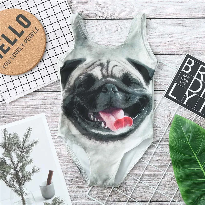 Купальный костюм для маленьких девочек с 3D-принтом кошки собаки мышки детский