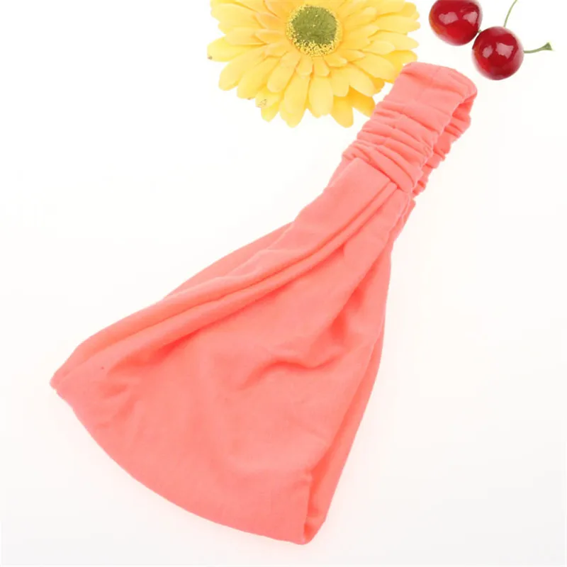 12 fluorescent pink Модная однотонная повязка для волос Wmen, широкая эластичная повязка на голову, Корейская хлопковая повязка для мытья лица, тюрбан, повязка для волос для женщин, аксессуары для волос для девочек - Цвет: 12 fluorescent pink