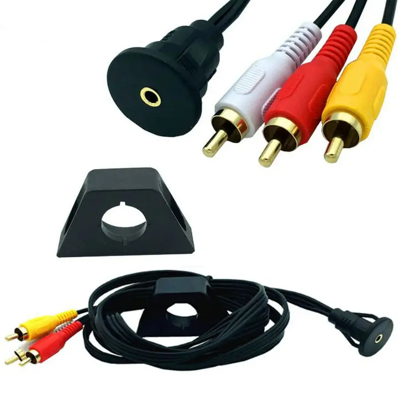 

3 RCA Male to 3.5mm Female Flush Dash Mount Cable for Car Boat Ship Motorcycle