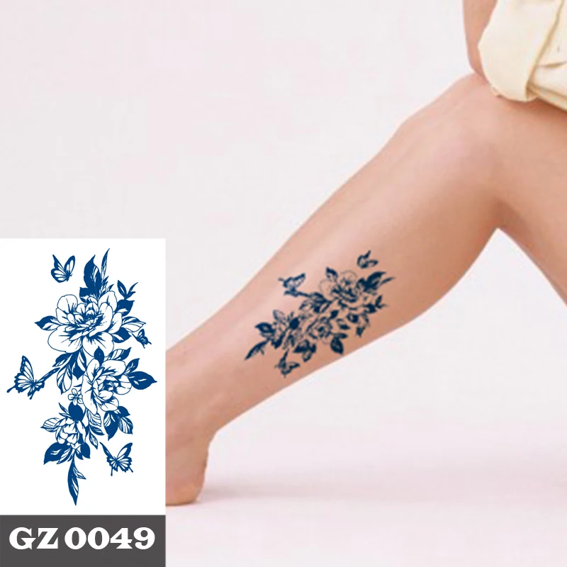 

1Pcs Herbal Extracts Juice Butterfly and Flower Tattoos Body Art Waterproof Temporary Tattoo Sticker For Men Women