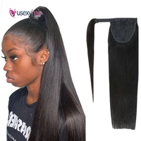 straight ponytail human hair extensions remy brazilian wrap around ponytail drawstring ponytail human hair for black women