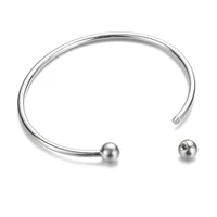 10pcslot stainless steel minimalist unisex torque cuff bangle bracelet with removable end beads diy jewelry charm accessories