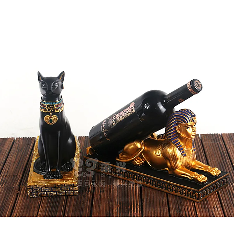 

Ancient Egypt Anubis Wine Rack Cat God Sphinx Wine Rack Bar Wine Seat Decoration Retro Bauble Decoration A484