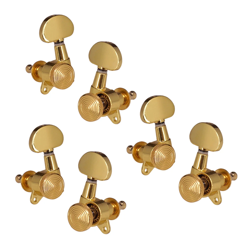 6 Pieces Lock Gear Guitar Tuning Pegs 3R3L Machine Head Knobs for Folk Replacement Golden | Спорт и развлечения