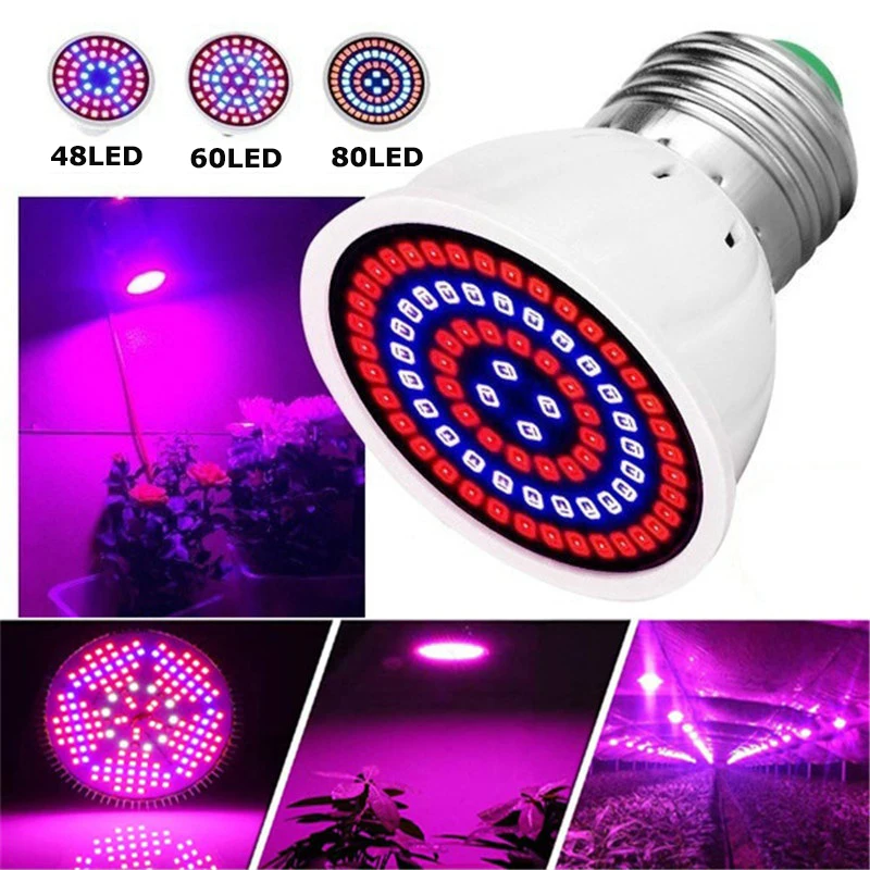 E27 светодиодный Grow Светильник лампы комнатные растения растут светильник s