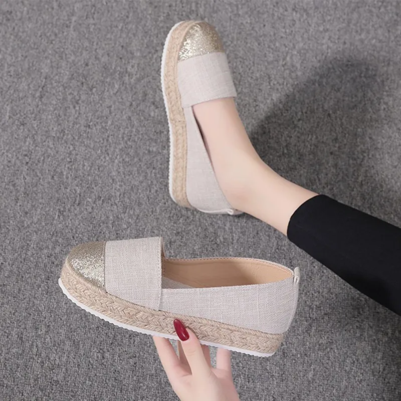 

Woman Espadrilles Women's Loafers for Women 2021 Slip On Shallow Weave Flat Shoes Platform Comfort Ladies Moccasins New
