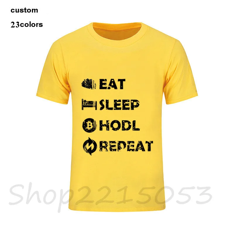 Мужская футболка с надписью Eat Sleep повтор Hodl биткойн монета йота Tether кардано