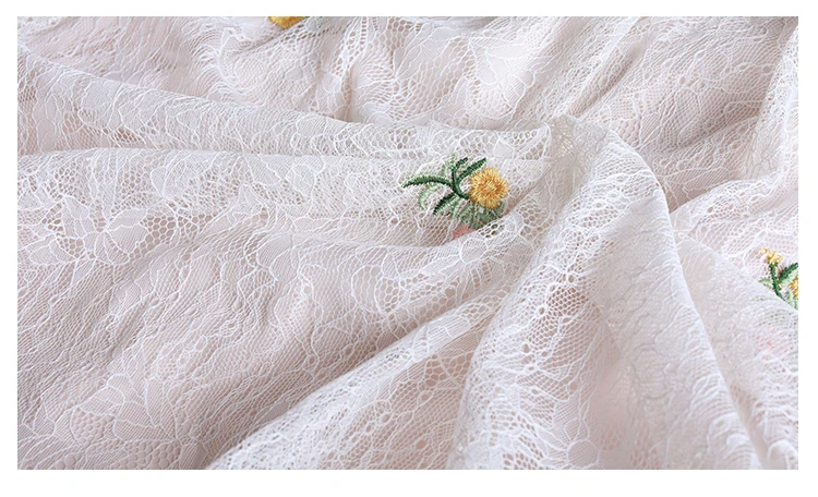 

Women's Summer Sundress Vintage Elegant Slim Fake Two Pieces Embroidery White Lace Midi Dress Sweet Casual Sweet Everyday Dress